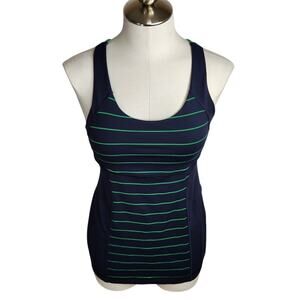 Lululemon Womens 6/8 Energy Tank Slalom Stripe Inkwell‎ Green Bean Strappy Back